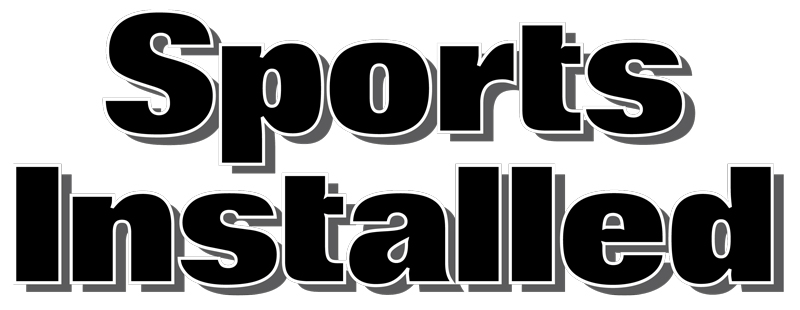 Bold black text with a white outline reads “Sports Installed” on a white background.